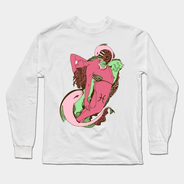 Pink Mint Pisces Beauty Long Sleeve T-Shirt by kenallouis